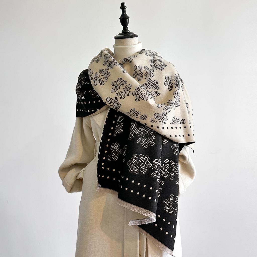 Luxury  Women'S Two-Sided Printed Scarf - Soft Warm Pashmina Butterfly Shawl Winter Outdoor Coldproof Windproof Blanket