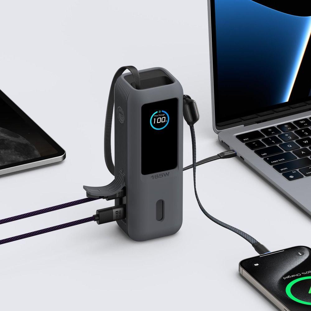 with Lanyard Silicone Carrying Case Anti-fall Phone Charger Case for Anker Zolo 165W Travel