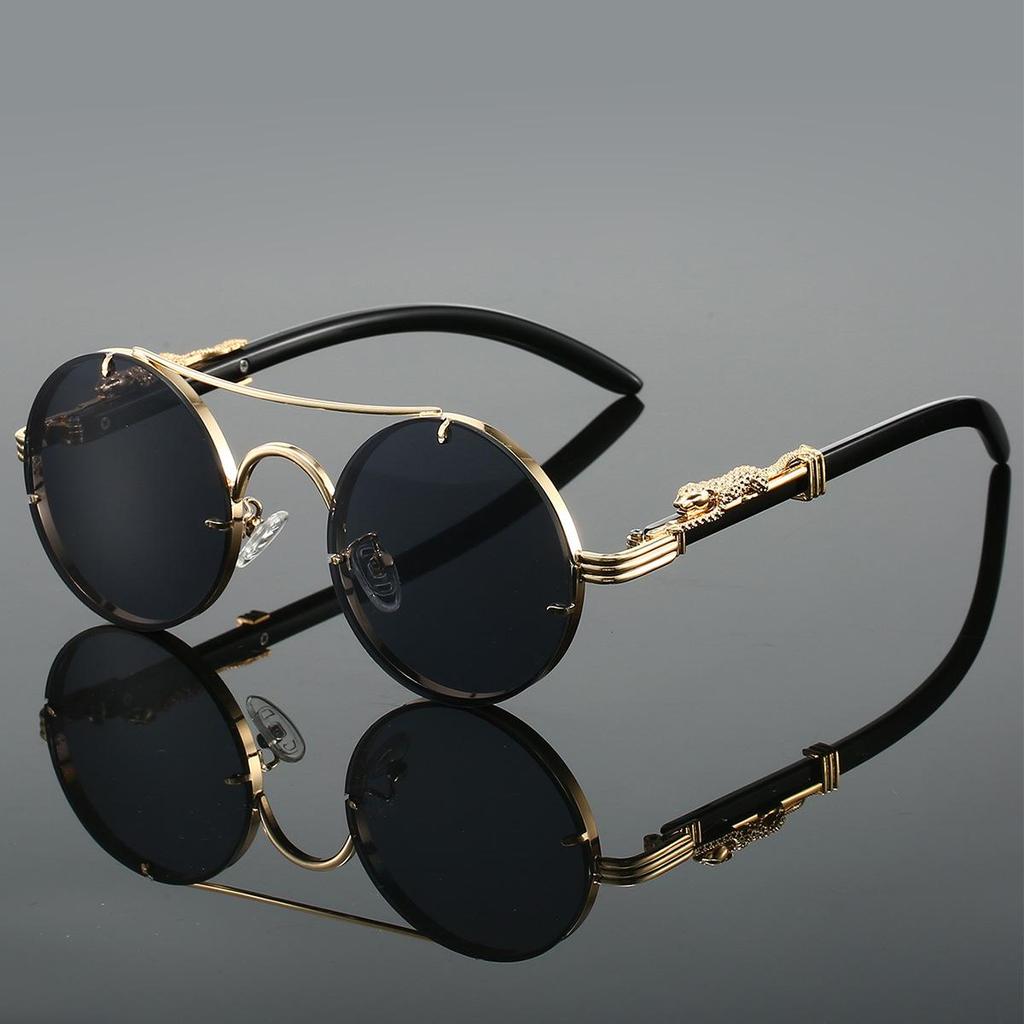 Occhiali da Sole Rotondi Vintage Unisex Moda Uomo Doppio Ponte Lenti Multicolor Occhiali da Sole Retrò Donna