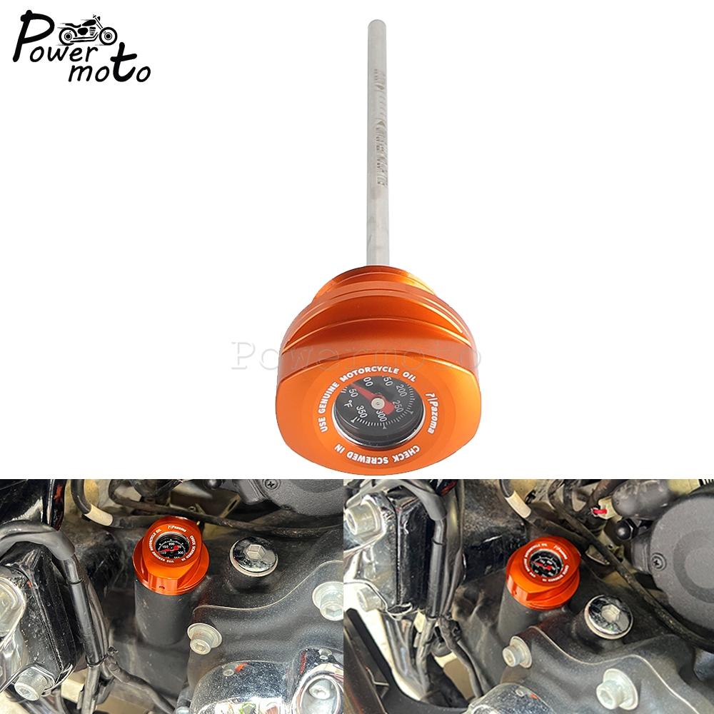 Motorcycle Engine Oil Dipstick W/ Plug Oil Temperature Gauges For Harley Touring Electra Glide FLH FLHFB FLHT P K KL CU 2017-24