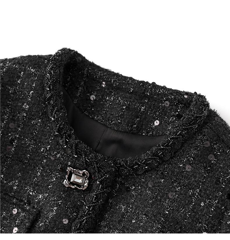 Coco Style Sequin Wool Top & Midi Skirt Set for Women