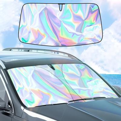 1pc Car Sun Shade, Summer Windshield Sunshade, Foldable Laser Sun Protector, Keeps Vehicle Cool, Interior Protection, UV Rays