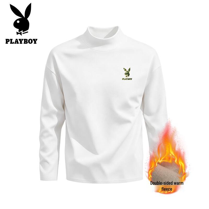 Playboy Men's Fleece-Lined Thermal Mock Neck Long Sleeve T-Shirt