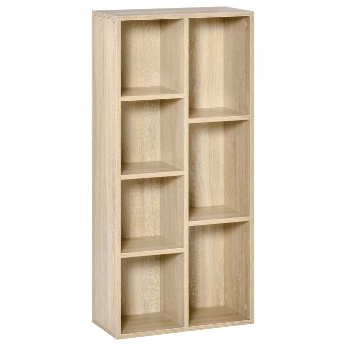 Meuble de rangement Bibliothèque HOMCOM étagère 7 cubes pour intérieur, salon, chambre - 50l x 24P x 106H cm, bois naturel