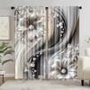 2 Stück Glas-Vorhänge mit Silberdruck, Stangentaschen-Design, Sichtschutz, geeignet zur Dekoration verschiedener Szenen