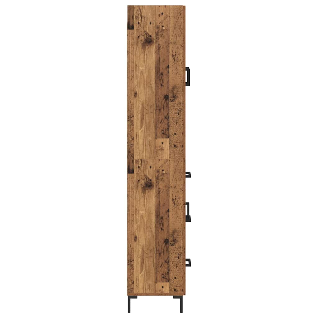 Wall Mounted Highboard Reclaimed Wood Look 69.5 x 34 x 180 cm Particleboard