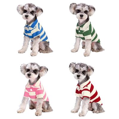 Polo para Cão Pequeno Camisa Casual de Duas Pernas Listrada Fantasia de Cachorrinho Camiseta de Verão Roupas da Moda para Bichon Bulldog Francês