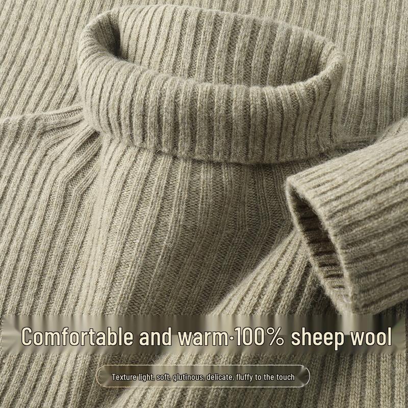 SNOWFLYING Women s 100% Merino Wool Ribbed Turtleneck Sweater One Size