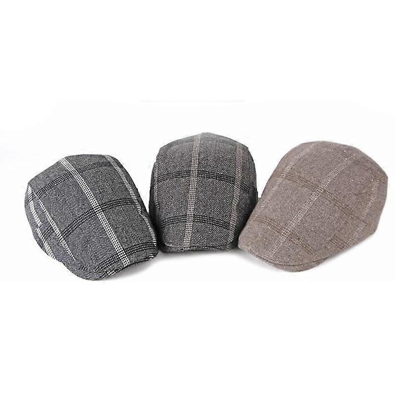 MIMIGO Men's Plaid Newsboy Gatsby Hat Vintage Beret Flat Ivy Cabbie Driving Hunting Cap for Boyfriend Gift 3 Colors