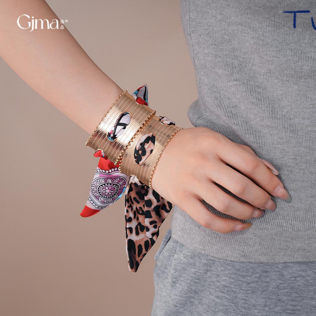 European and American Silk Scarf Winding Wide Surface Hollow Bracelet Personality Exaggerated Bracelet Jewelry Women