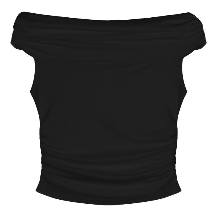 

(Modal cotton) Spice Girl Shoulder Short Sleeve T-Shirt Off Shoulder Slim Short Tights Free size (recommended 40-60kg ) чёрный