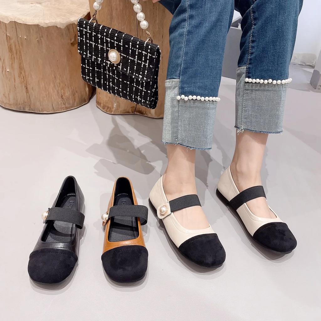 Fashion Flat Shoes for Women 2025 Spring Autumn Square Toe Mary Jane Plus Size Women's Shoes 41-43 Loafers Women Ladies Shoes