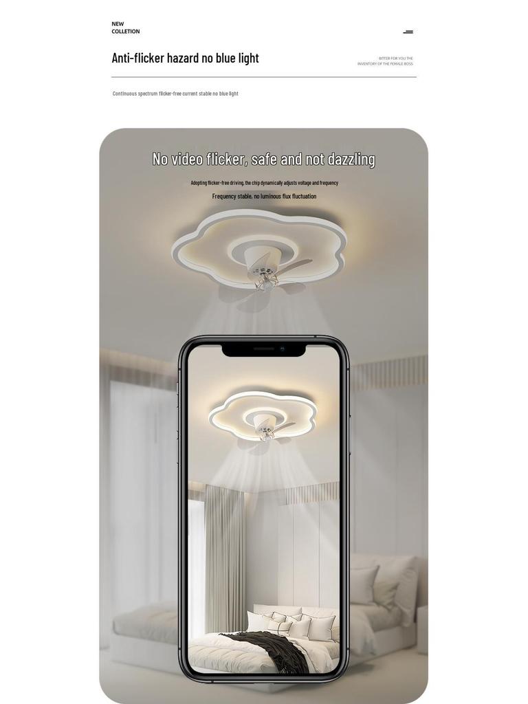 360° Rotatable Silent Minimalist Ceiling Light with Fan for Bedroom and Study