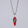 Hip-hop Punk Red Skull Cross Thorny Heart-shaped Pendant Sliver Color Chain Necklace for Women Halloween Party Goth Jewelry Gift