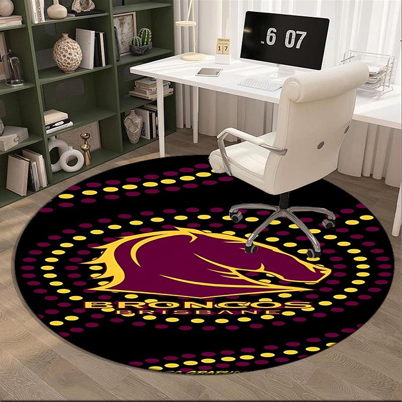 Brisbane Broncos Round Rug for Livingroom,Bedroom, Palyroom, Chair Rug, Area rug, Circle Carpet, Fan Christmas gift