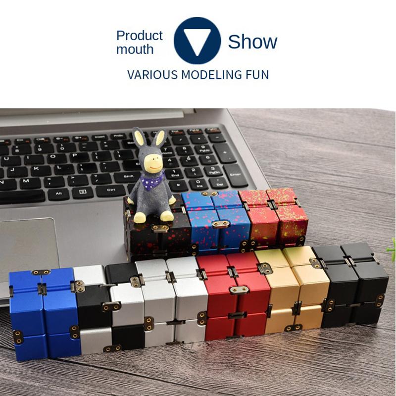 EN71 CPC Mini Metal Anti-Stress Relief Magic Puzzle Cube 2x2x2 Infinite Flip Sensory Toys Creative Christmas Gifts for Children
