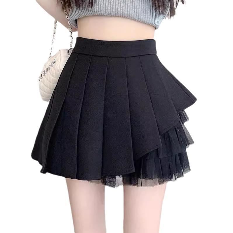 Women's High-Waisted Casual Design-forward Slimming All-match Versatile Pleated Skirt Summer Suit Flattering A-Line Longer Length JK Short Skirt