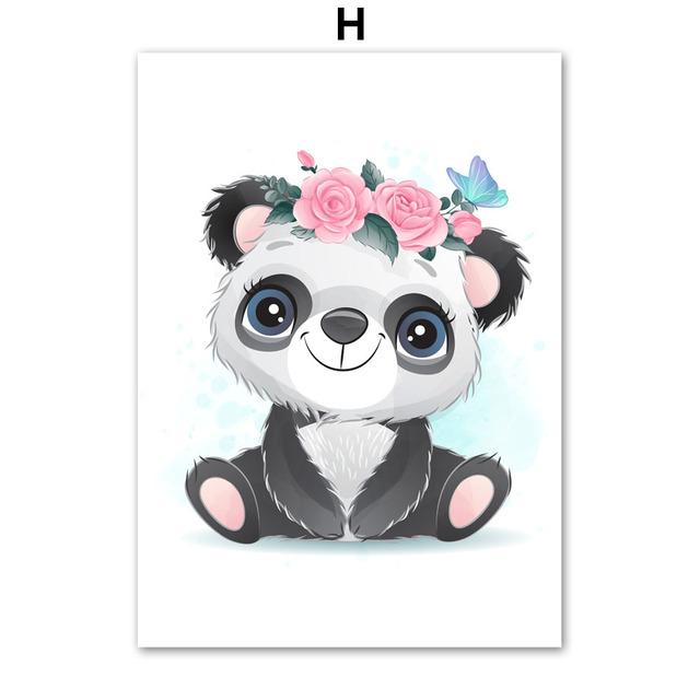 Koala Panda Waschbär Pinguin Wal Krake Robbe Nordic Poster und Drucke Wand Kunst Leinwand Malerei Wand Bilder Kinderzimmer Dekor