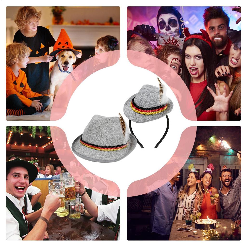 Oktoberfest Headband Beer Festival Head Accessories Felt Retro Decoration Headbands Hat For Adults Oktoberfest Halloween Themed