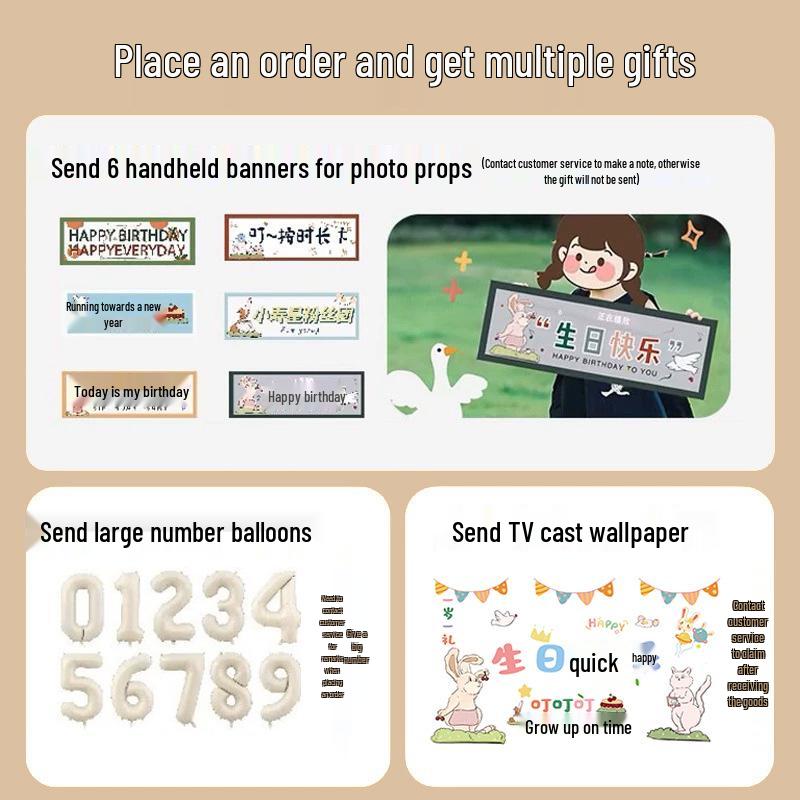 Korean Style First Birthday Decoration Set: Baby's 1st Year Balloon Backdrop