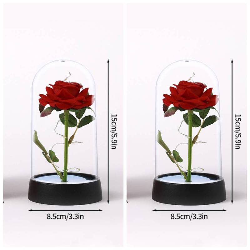 Eternal Rose in Glass Dome Desk Accessorie Artificial Flower Glow LED Roses Flores Eternas Birthday Christmas Gifts Room Decor