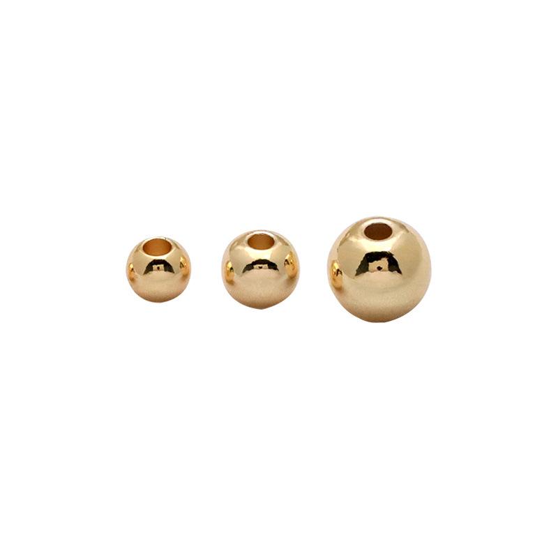 14K Gold-Filled Glossy Round Beads, Rose Gold & Silver 18K Spacer Beads for Bracelet & Necklace Jewelry.
