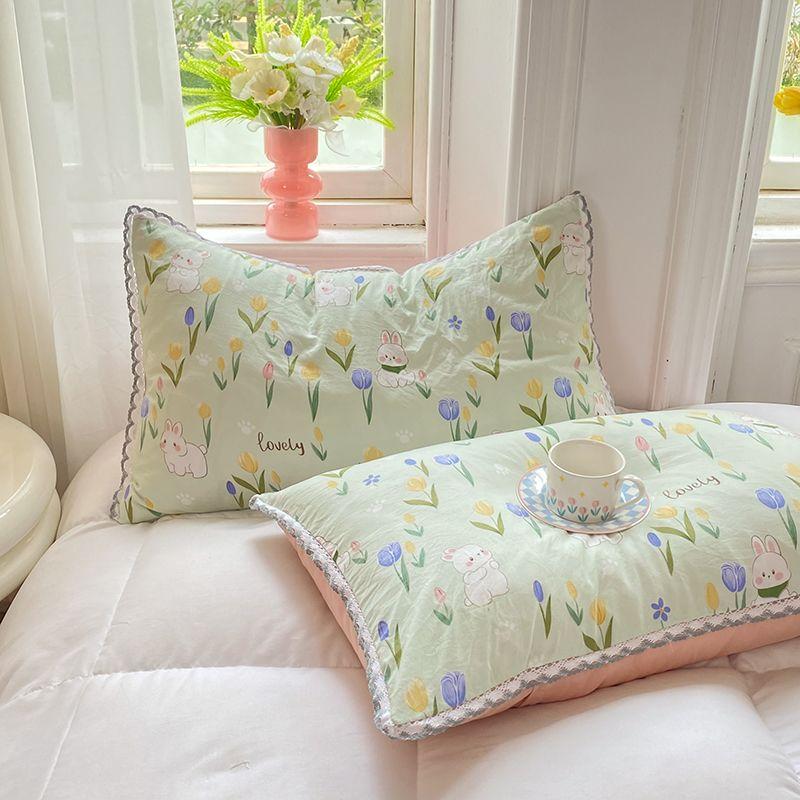 Floral Pillow Case Bathroom Household Washable Removable 48x74cm Pillowcase Breathable Four Season Pillows Cover Skin-friendly