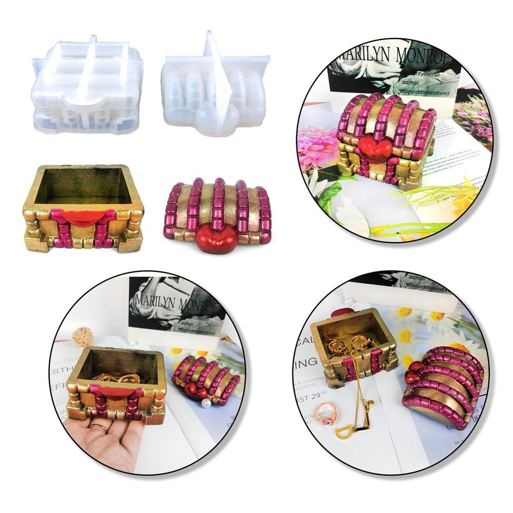 Resin Box Mold Non Stick Silicone Box Molds With Lid Resin Box Mold Supplies Easy Demoulding For Household Storage Box Art