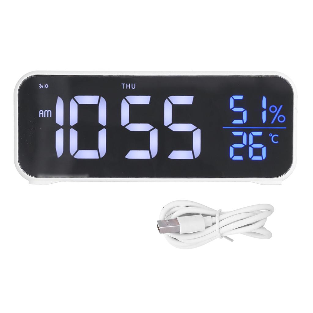 Digital Alarm Clock LED Digital Music Alarm Clock USB Charging Electronic Clock Temperature Display