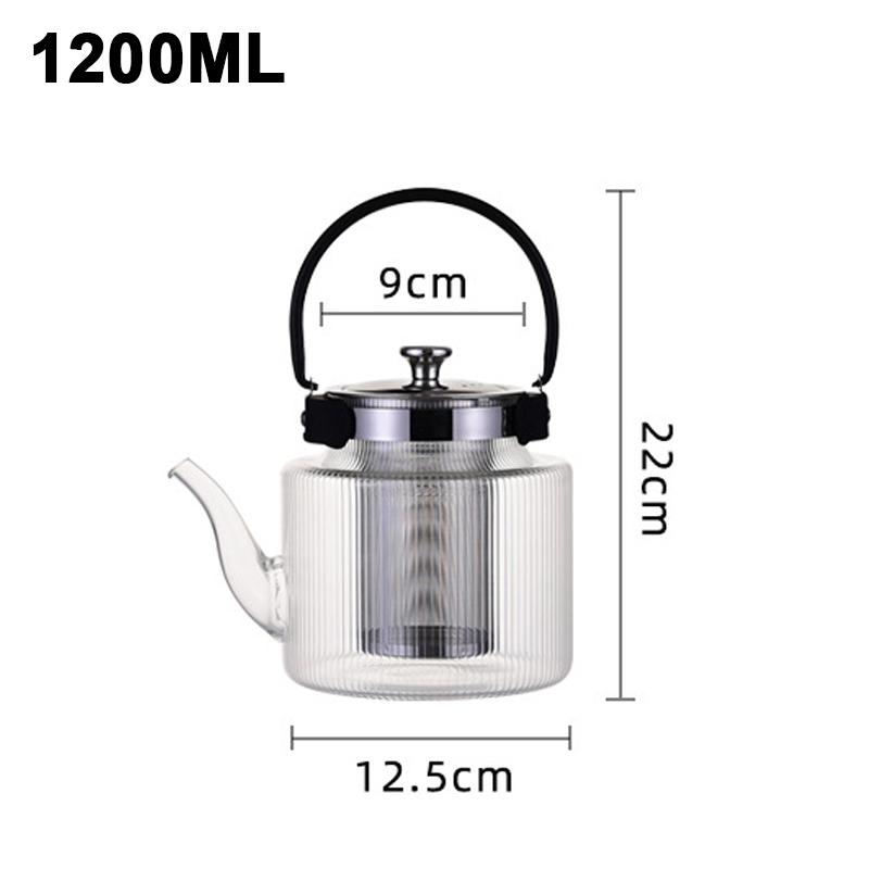 Heat Resistant Glass Teapot Large Capacity Clear Kettle Green Flower Tea Pot Portable Puer Teapots Home Kitchen Jug