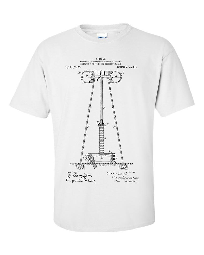 Nikola Tesla Electrical Energy Transmitter Patent Blueprint TShirt 2XL