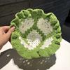 Women Cherry Theme Stretchy Knitted Hat Fashion Hollow Ruffles Vibrant Bucket Hat Bowler Hat Handmade Crochet Cute 58cm