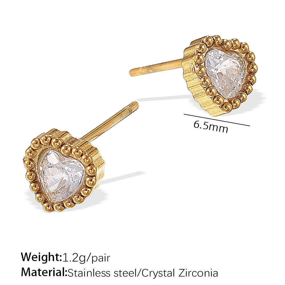 Stainless Steel Sequined Stud Earrings Jewelry Light Luxury High-End Earrings Female Moon Crown Shape Stud Earrings