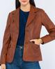 Formal Women Blazer Party Handmade Real Lambskin Leather Brown Stylish Designer