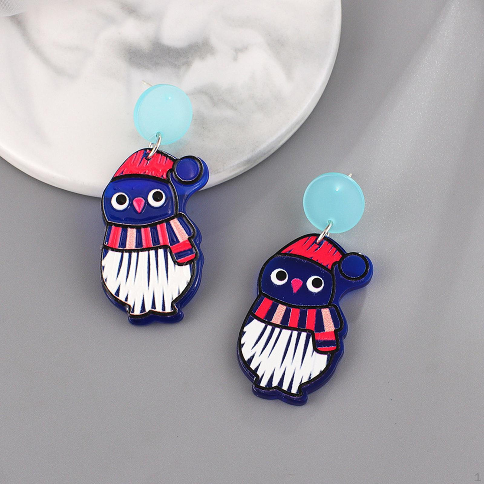 Christmas Prisoner, Earrings, Cartoon Pendant, Sweet / Creative Cute Party 0.91×2.17inch_Snowman