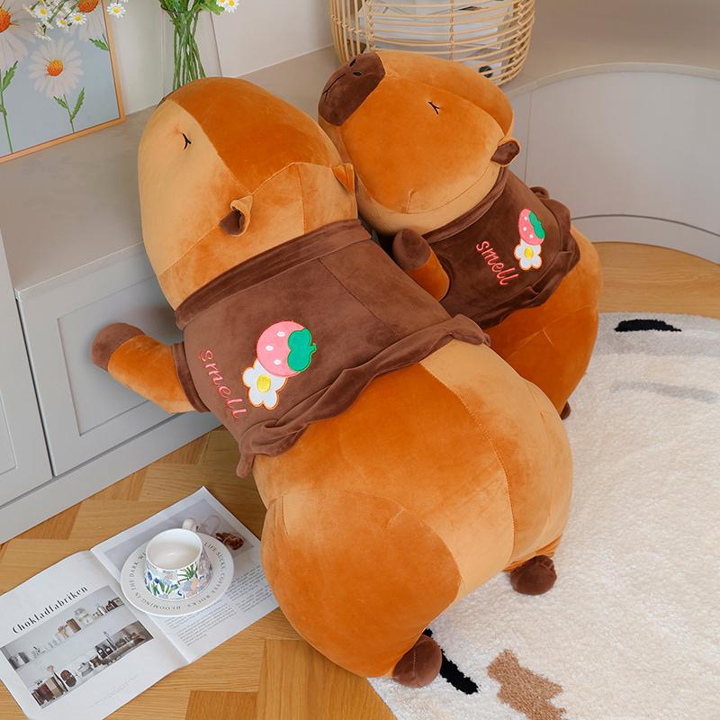 55-95 cm Cartoon Riesiges langes Capybara-Plüschpuppenkissen Hochwertiges weiches Kapuzen-Capybara-Plüschtier Wohnkultur Beschwichtigungspuppe