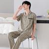 Pajamas Men's Summer Cotton Short Sleeve Trousers Men's Thin Summer Large Size Half Sleeve Men's Summer Loungewear Set