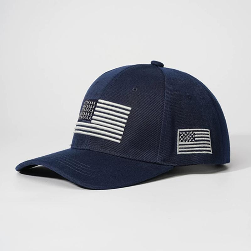 Embroidered American flag baseball cap solid color retro sun hat adjustable duckbill cap for women and men