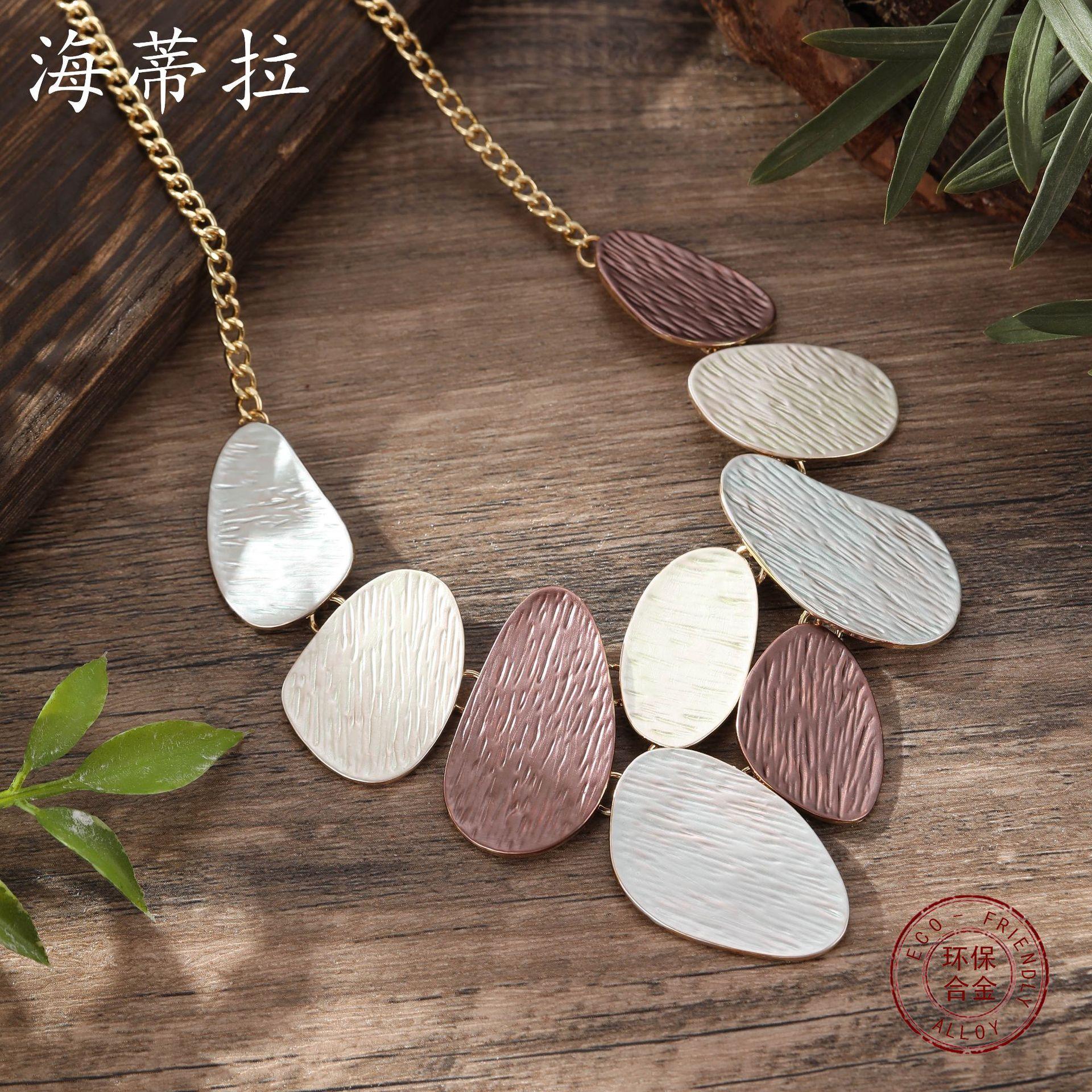 

New color oil geometric oval neck chain, personalized high-end women s irregular oval neck chain