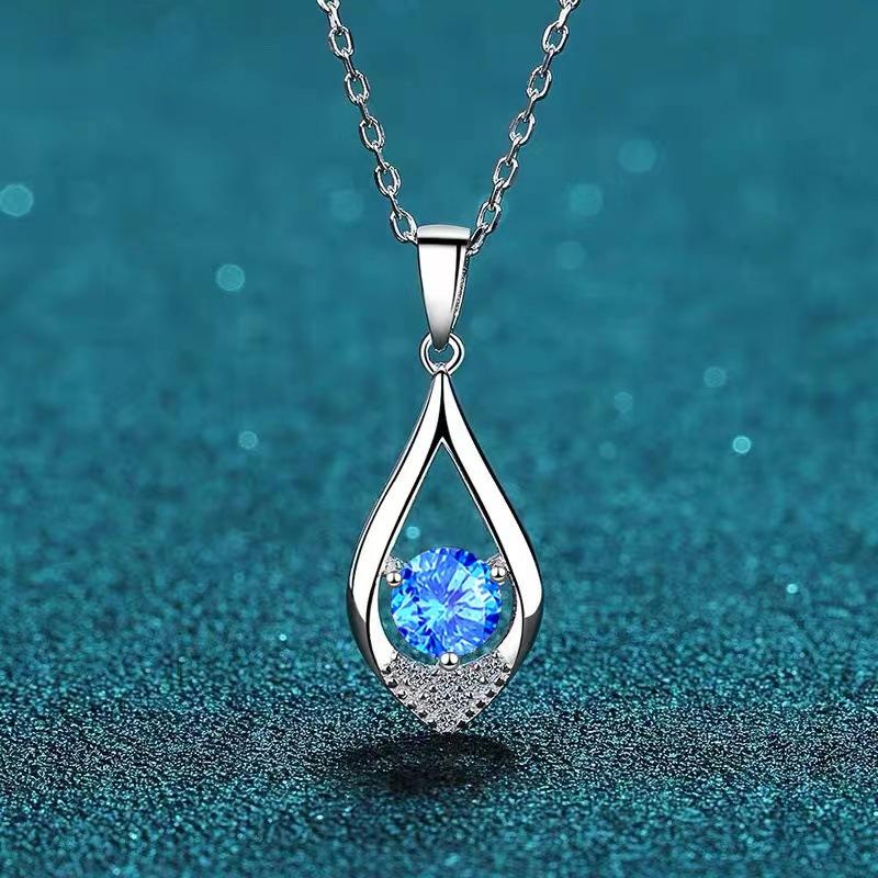 

Ожерелье с подвеской в форме капли и груши на ключицу синий