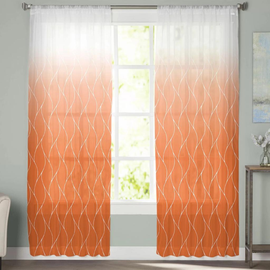 Marokkanische Textur Orange Chiffon Gardinen für Wohnzimmer Home Dekoration Fenster Voile Tüll Vorhang Vorhänge