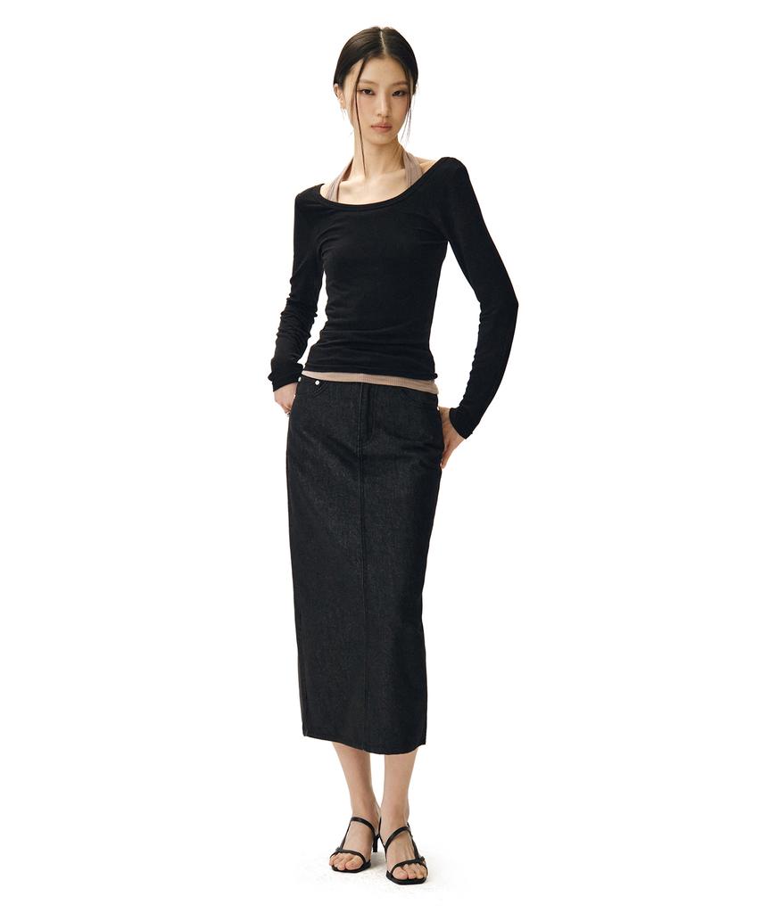 Deketeuumeon Signature Long Skirt Dcsk003Cpblack