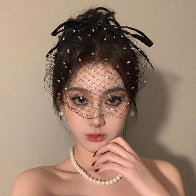 

Женский черный ретро сетчатый аксессуар для волос – Элегантный французский головной убор на Хэллоуин