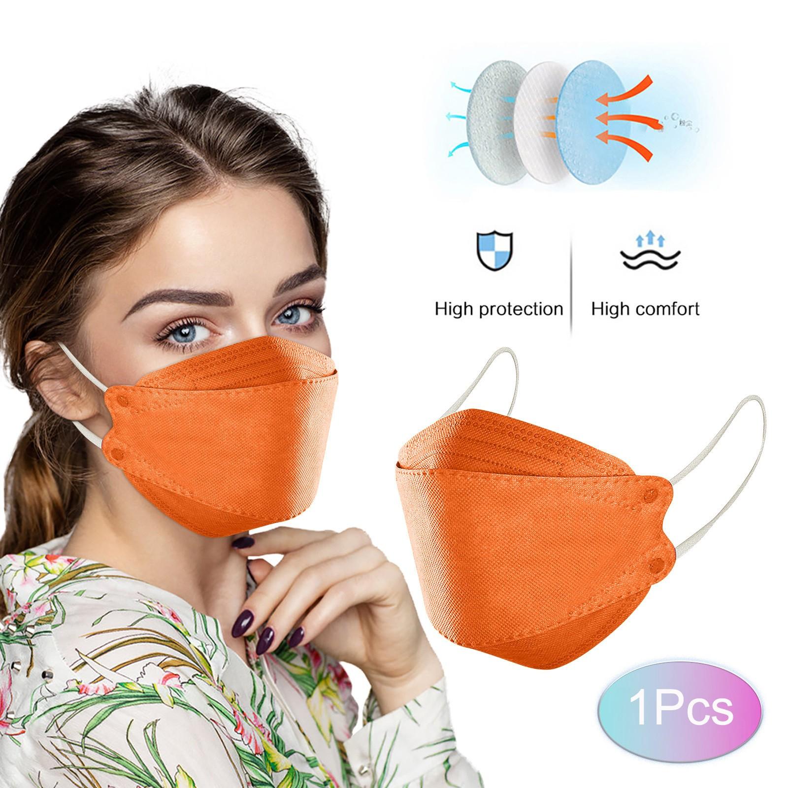 

100PC Adult Outdoor Mask Droplet And Haze Prevention Fish Non Woven Face Mask оранжевый