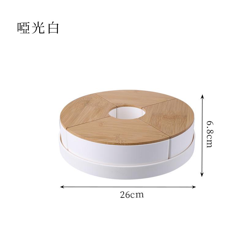 

Japanese Style Fruit Plate Dried Fruit Candy Snack Box Creative Partition Bamboo Lid Portable Dried Fruit Box матово-белый