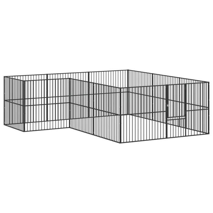 VidaXL Parc pour Chien 12 Panneaux, Cage pour Chien avec Porte, Enclos pour Chiens, Maison pour Animaux de Compagnie, Noir 3209558