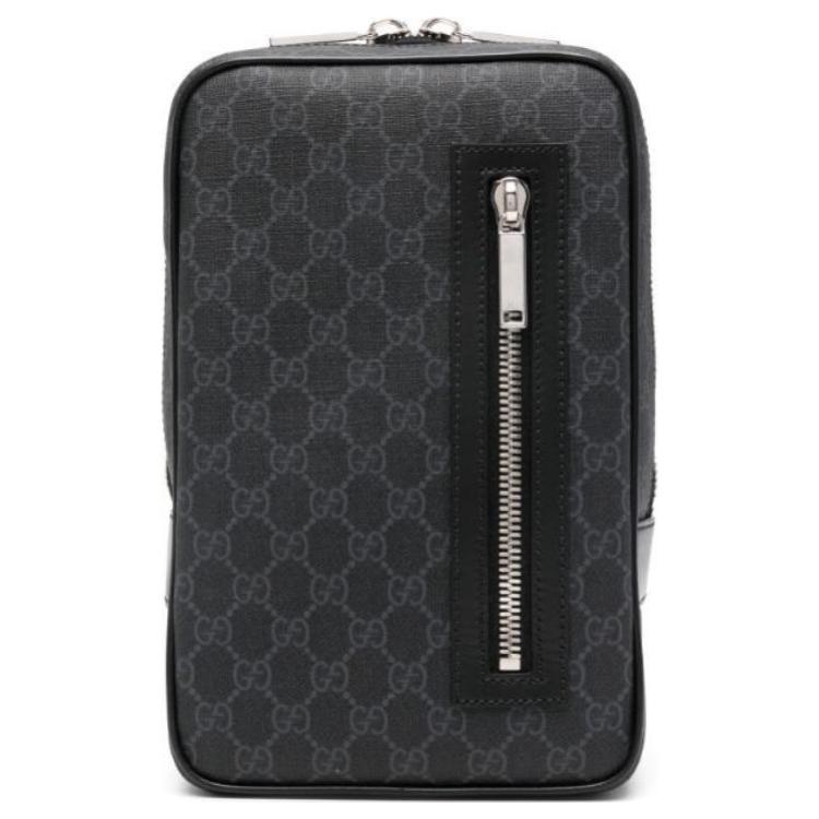 Gucci Iconic Web Stripe Shoulder Strap PVC Crossbody Bag Men bags Black 792078-FADJM-1043