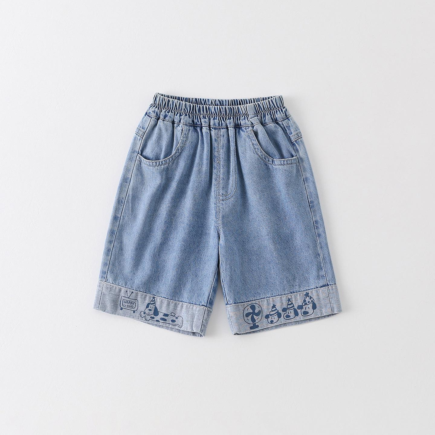 2026 Summer Stylish Patchwork Denim Baby Overalls - Korean-Style Casual Cropped Pants 90 cm