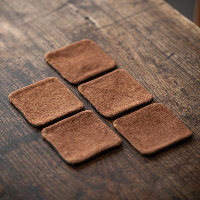Teacup pad Zen grass and wood tie-dye hand-sewn tea space  cup  square non-slip and anti-scalding heat insulation pad pot pad