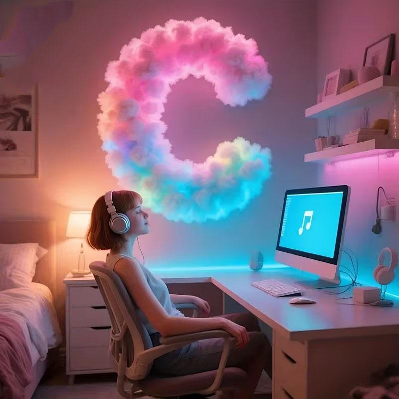 3D Cloud Lamp USB-Powered Smart Lamp DIY Letter-Shaped Bedroom Night Light Game Room Ambient Lighting Birthday Party Decorative Lights